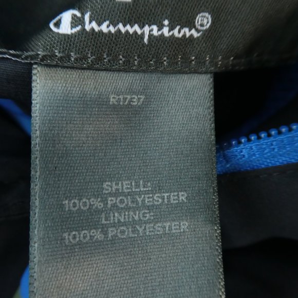 Navy Rain Jacket Champion Hood Zipper Pockets Cape Mesh Back M 8 10 - Picture 7 of 7